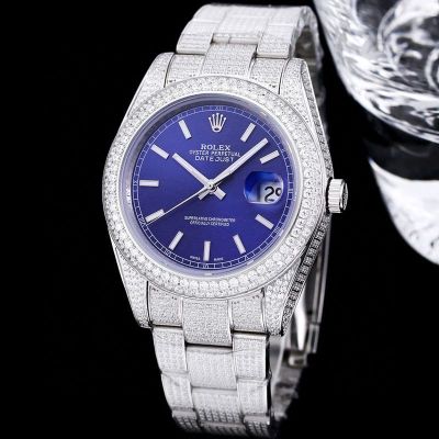 GB Factory Replica Oyster Perpetual Rolex Datejust 41 series Silver steel case with White diamonds Diameter 41mm watch